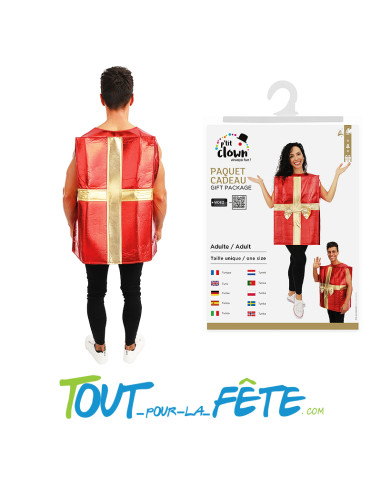 Déguisement paquet cadeau rouge avec noeud doré taille unique pour adulte