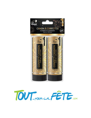 Lot de 2 canons à confettis 11cm papier OR ininflammable