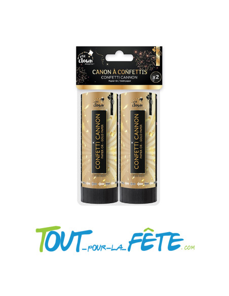 Lot de 2 canons à confettis 11cm papier OR ininflammable