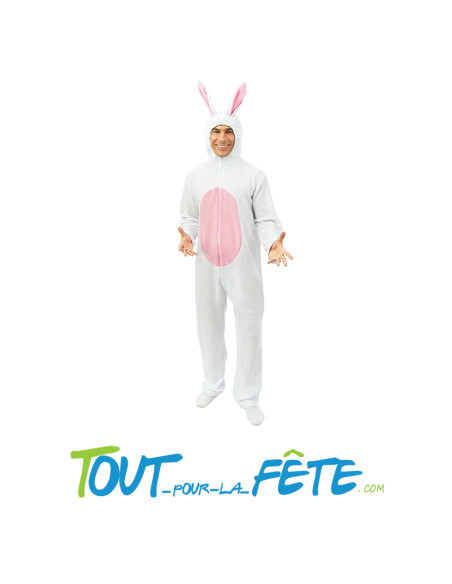 Déguisement de lapin blanc taille adulte combinaison avec capuche