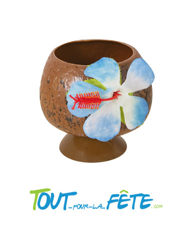 Gobelet noix de coco en plastique 10cm ( décoration thème Hawai - tropical )