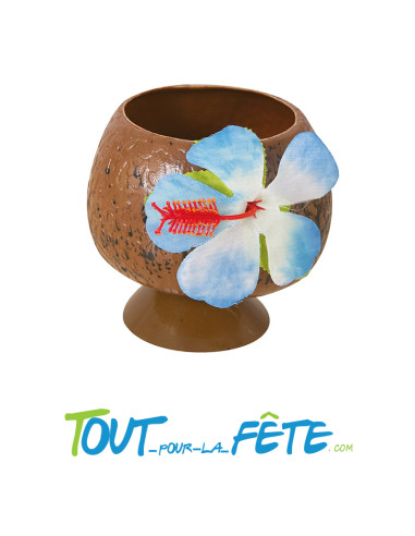 Gobelet noix de coco en plastique 10cm ( décoration thème Hawai - tropical )
