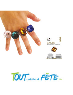 Bague avec fausse pierre précieuse réglable pour adulte ( modèle aléatoire ) 2