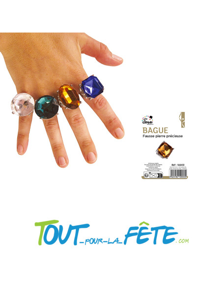 Bague avec fausse pierre précieuse réglable pour adulte ( modèle aléatoire )