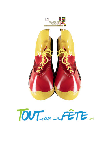 Paire de Chaussures de clown géante 35cm rouges et jaunes ( accessoire de clown )