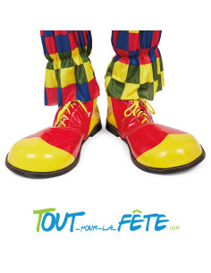 Paire de Chaussures de clown géante 35cm rouges et jaunes ( accessoire de clown )