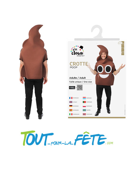 Déguisement de smiley crotte taille adulte, taille unique (combinaison)