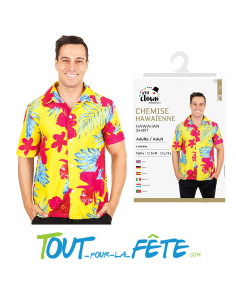 Chemise Hawaïenne à fleur rouge - jaune - bleu taille Adulte ( S/M - L/XL ) 2