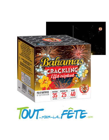 Feux d'artifice compact Bahamas Crackling 40 secondes 25 coups 20mm