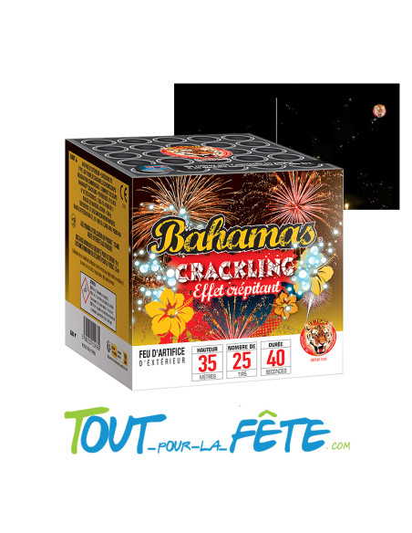 Feux d'artifice compact Bahamas Crackling 40 secondes 25 coups 20mm