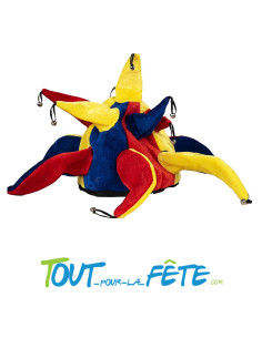 Chapeau de fou du roi bleu, jaune, rouge 2