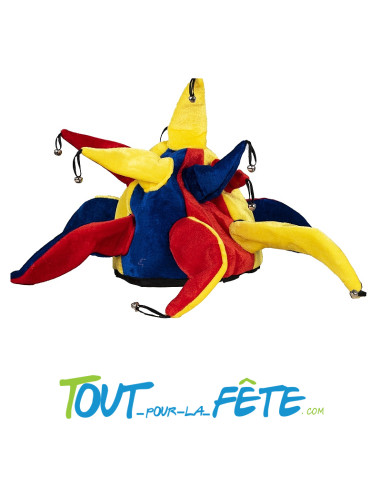 Chapeau de fou du roi bleu, jaune, rouge