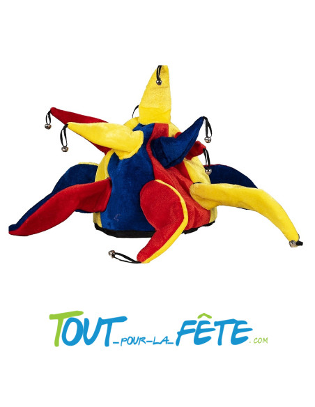 Chapeau de fou du roi bleu, jaune, rouge