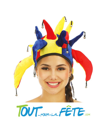 Chapeau de fou du roi bleu, jaune, rouge