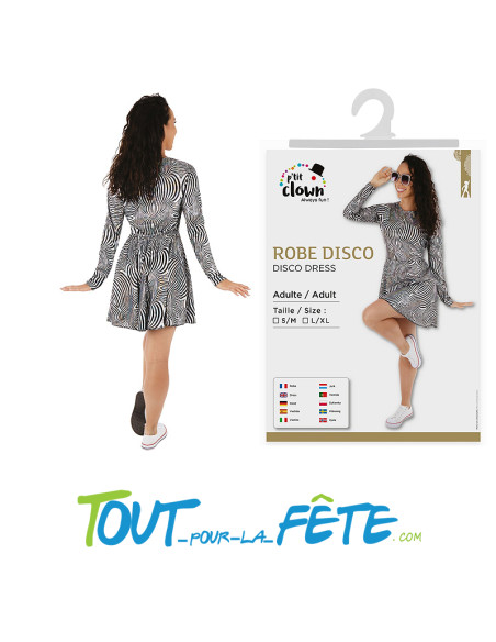 Robe disco argent taille adulte femme