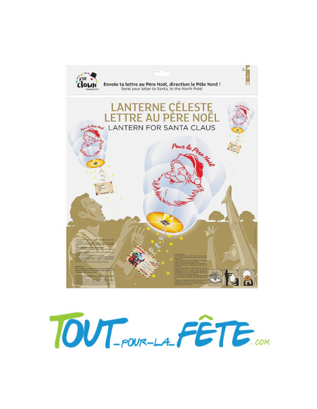 Lanterne céleste de Noël avec lettres " a envoyer au pere noel, direction le pole Nord !"