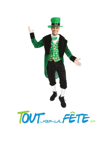 Déguisement de leprechaun vert et noir " saint patrick" taille adulte