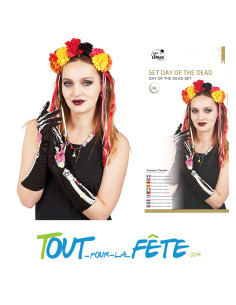 Set day of the dead ( serre-tête - gants - collier )  taille unique 2