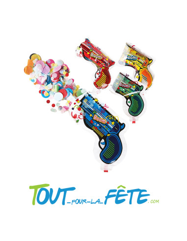 Lot de 4 pistolet à confettis multicolores autogonflant a exploser ( paille incluse )