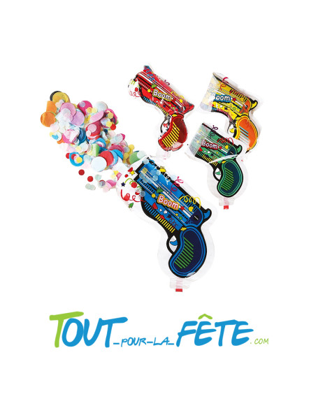 Lot de 4 pistolet à confettis multicolores autogonflant a exploser ( paille incluse )