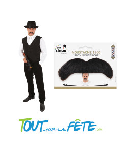 Moustache 1960 noire auto adhésive taille unique ( accessoire de déguisement ) 2