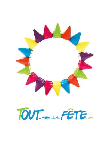 Bracelet de punk multicolores à pointes taille unique pour adulte