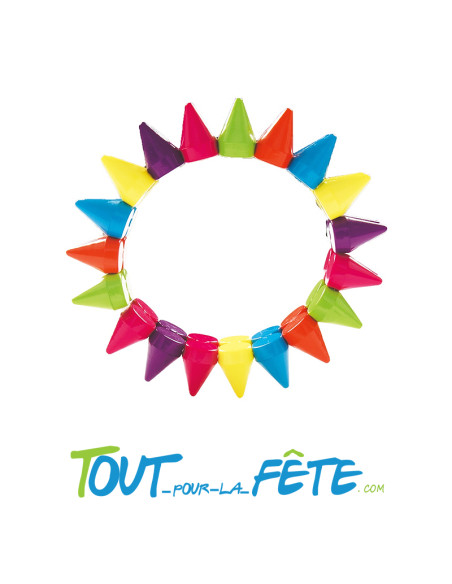 Bracelet de punk multicolores à pointes taille unique pour adulte