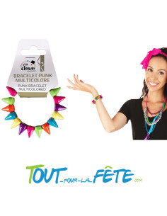 Bracelet de punk multicolores à pointes taille unique pour adulte 2