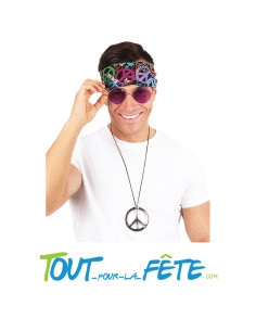 Set hippie - adulte - taille unique ( bandeau - lunettes - collier )