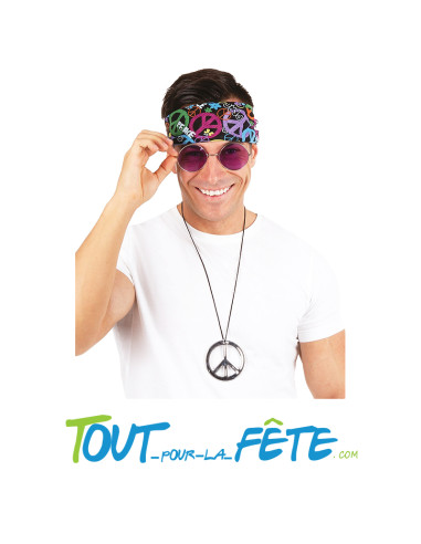 Set hippie - adulte - taille unique ( bandeau - lunettes - collier )