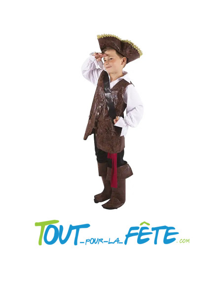 Déguisement de pirate taille enfant
Haut - pantalon - cache oeil - bottes -chapeau