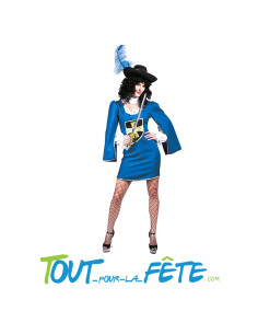 Costume mousquetaire bleu femme adulte robe et d'un tour de cou