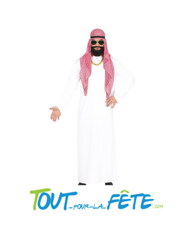 Costume millionnaire cheik rouge et blanc taille adulte