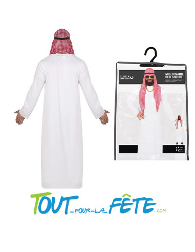 Costume millionnaire cheik rouge et blanc taille adulte