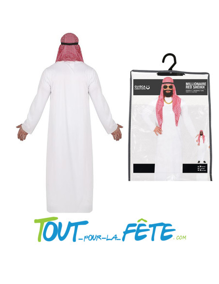Costume millionnaire cheik rouge et blanc taille adulte