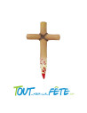 Croix pieu en bois ensanglanté 30 cm