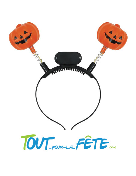 Diadème serre tête citrouille avec lumière, piles fournies