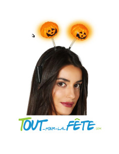 Diadème serre tête citrouille avec lumière, piles fournies 2