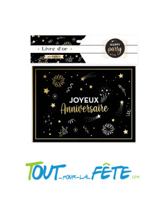 Le livre d'or de mon anniversaire 20 pages Happy Party noir et or
