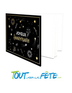 Le livre d'or de mon anniversaire 20 pages Happy Party noir et or 2