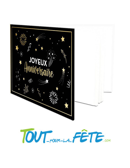 Le livre d'or de mon anniversaire 20 pages Happy Party noir et or
