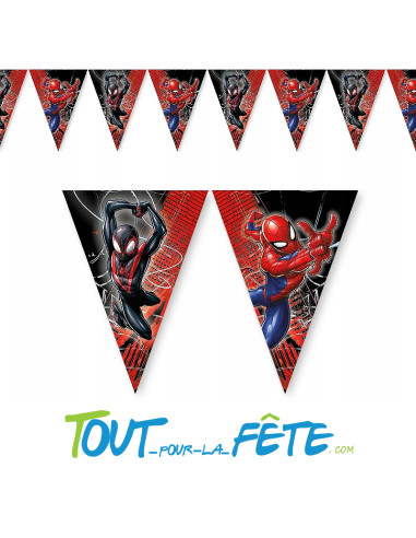 1 guirlande de fanions en plastique Spider-man© Peter Parker et Miles Morales