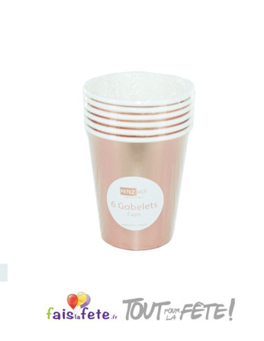 Lot de 6 gobelets rose gold en carton