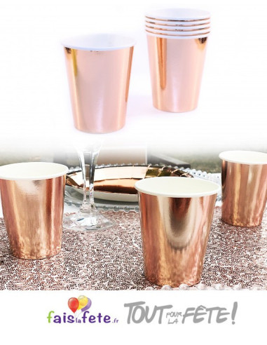 Lot de 6 gobelets rose gold en carton