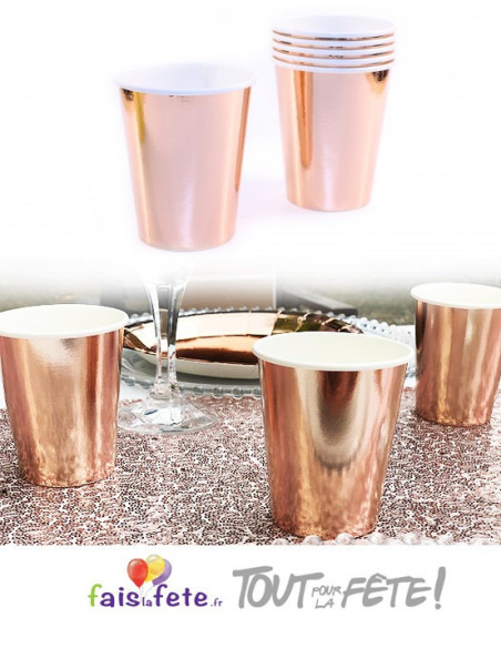 Lot de 6 gobelets rose gold en carton