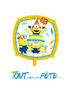 Ballon aluminium carré taille 43cm Les Minions© ( gonflage helium ou air ) 2
