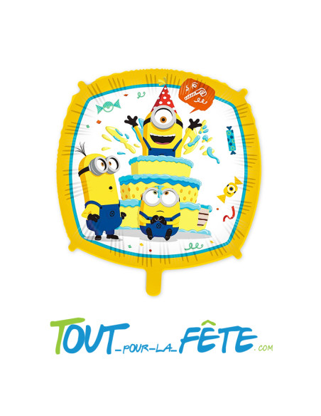 Ballon aluminium carré taille 43cm Les Minions© ( gonflage helium ou air )