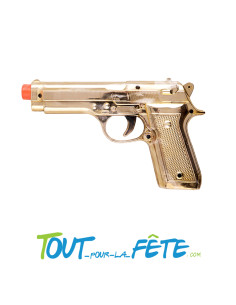 Pistolet automatique or 21 cm accessoire pour policier ou gangster