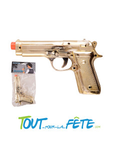 Pistolet automatique or 21 cm accessoire pour policier ou gangster 2
