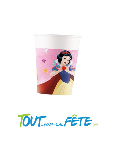 Lot de 8 gobelets en papier Princesses Disney© 200ml sous licence officielle